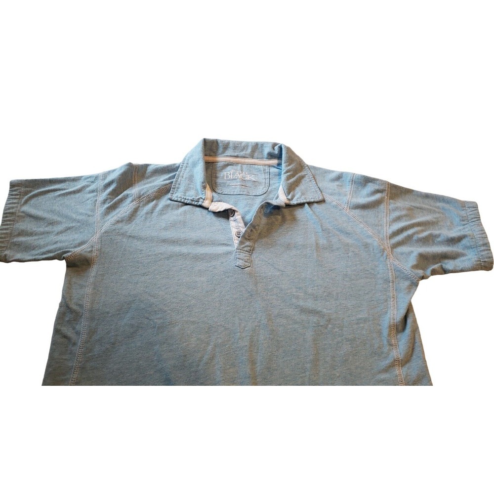 BUCKLE BLACK Mens Baby Blue Casual SS 100% Cotton Modern Polo Shirt Mens Large